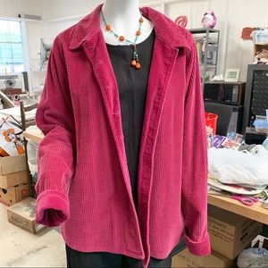 “Dark Pink Thick Wale-Corduroy Jacket”
